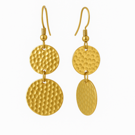 Hammered Roud Disc dangle earring, Brass handmade jewelry manufacturer